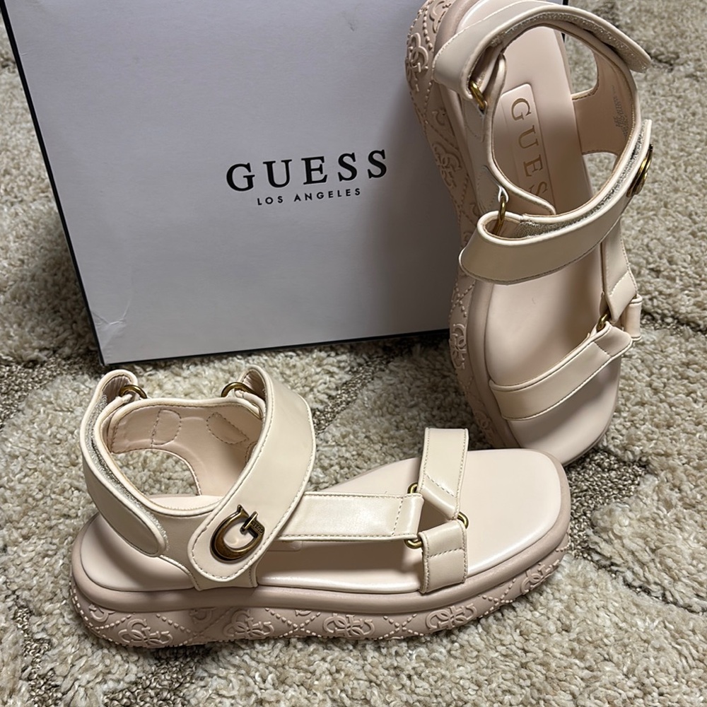 Guess Lanara Ivory Platform Sandals
